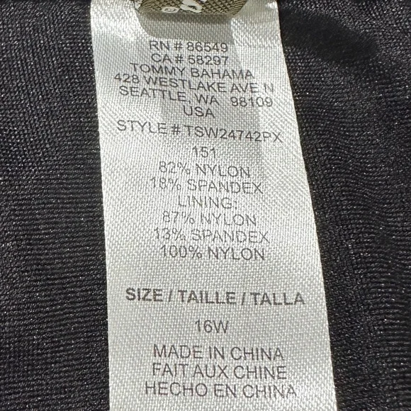 Women’s Tommy Bahama Black Pearl Ruched V-neck One Piece Swimsuit - Picture 9 of 10